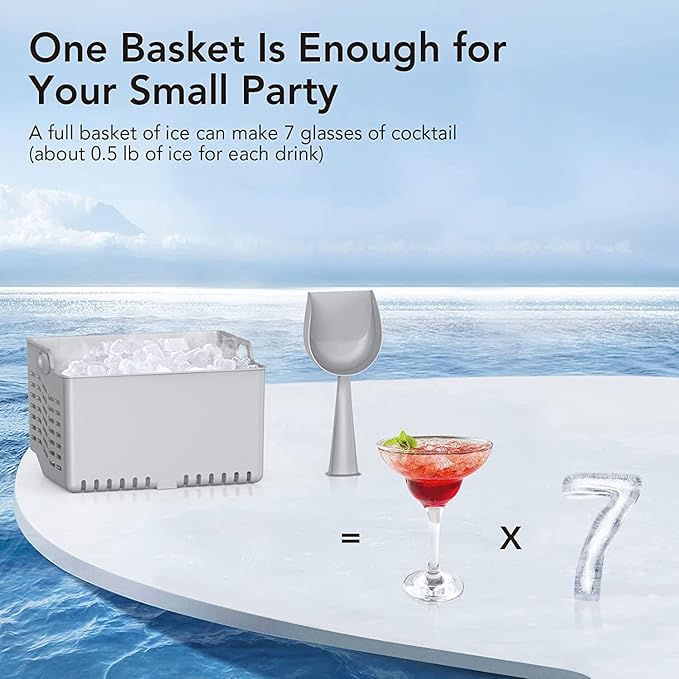 12kg Portable Ice Maker - Compact, Quiet and Powerful - 1 Year Warranty