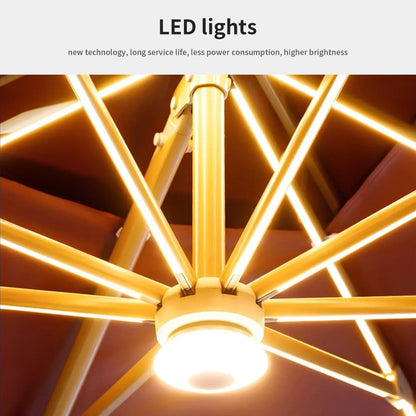 Umbrella with Integrated Solar LED – Modern Design, Solar Lighting, and Smart Adjustment