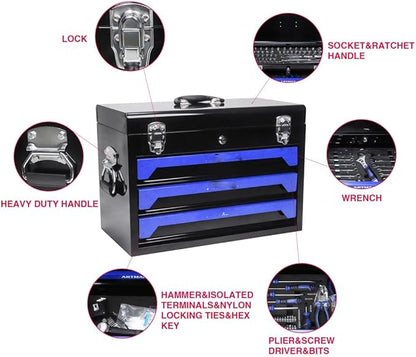 Professional Tool Kit – 489 Pieces with Organizer Case – Complete for Home and Workshop Use