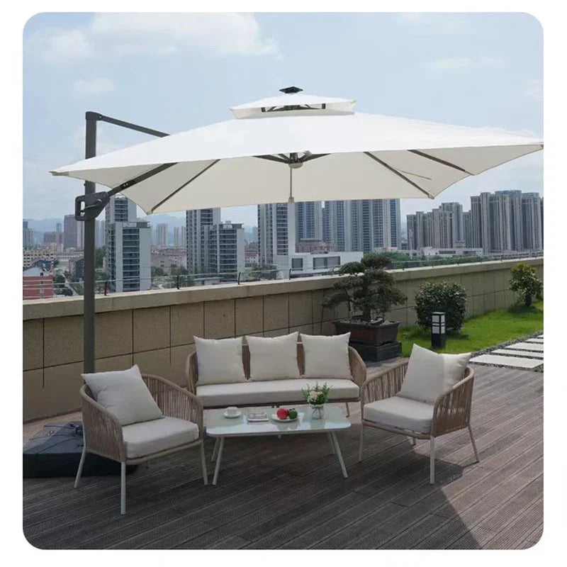 Umbrella with Integrated Solar LED – Modern Design, Solar Lighting, and Smart Adjustment
